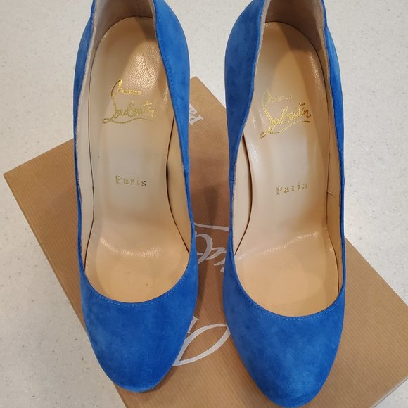 RON RON 100 VEAU VELOURS BLEU SAPHIR CHRISTIAN LOUBOUTIN - Picture 3 of 8